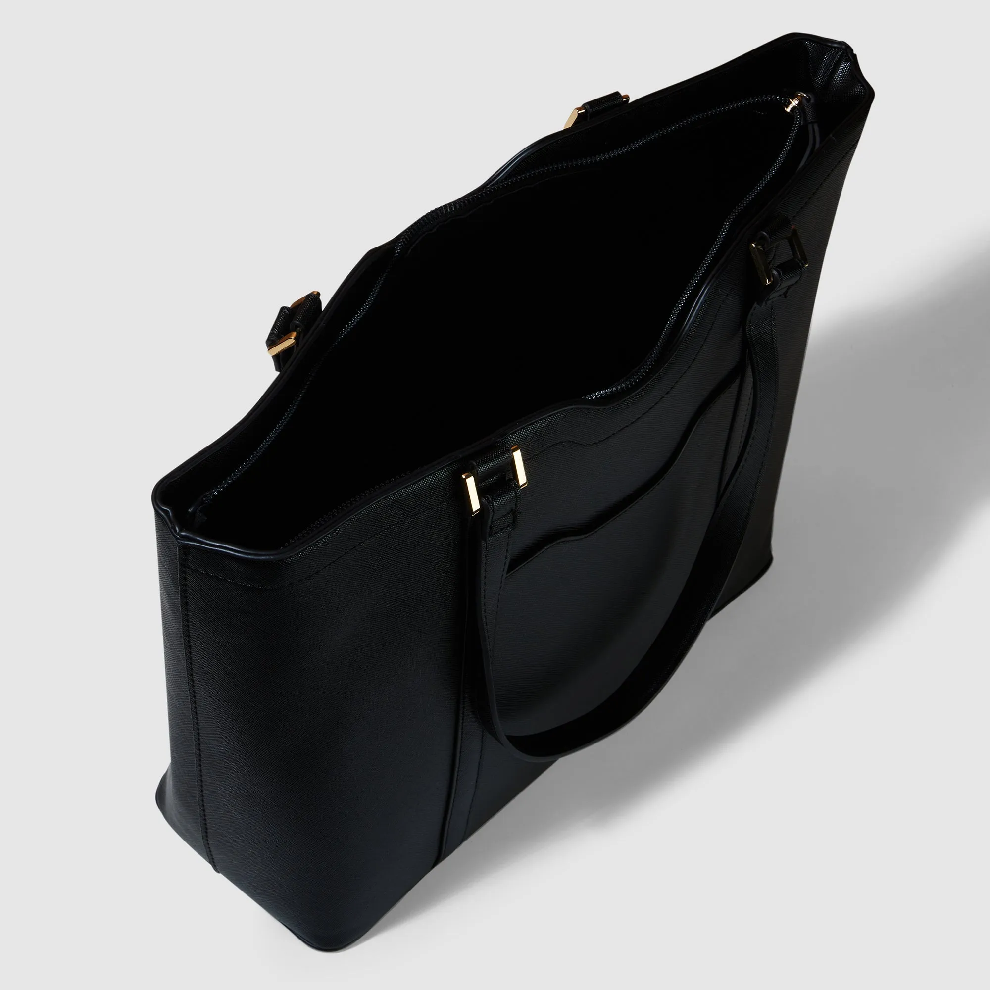 Accessorize London Women's Black Saffiano Laptop Tote Bag