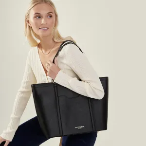 Accessorize London Women's Black Saffiano Laptop Tote Bag