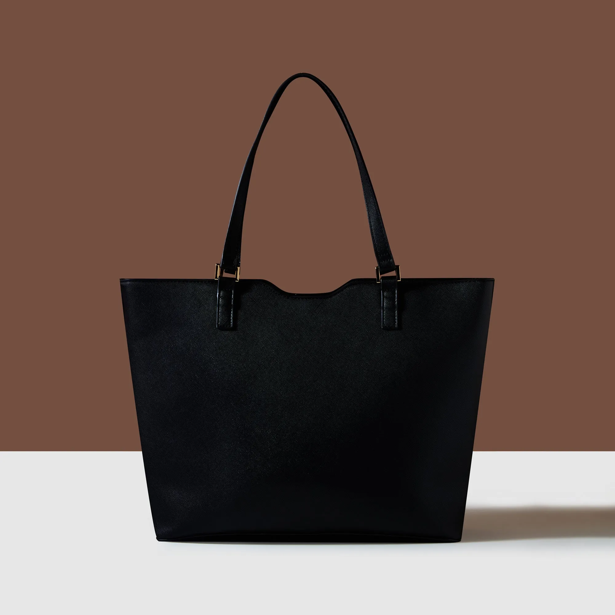 Accessorize London Women's Black Saffiano Laptop Tote Bag