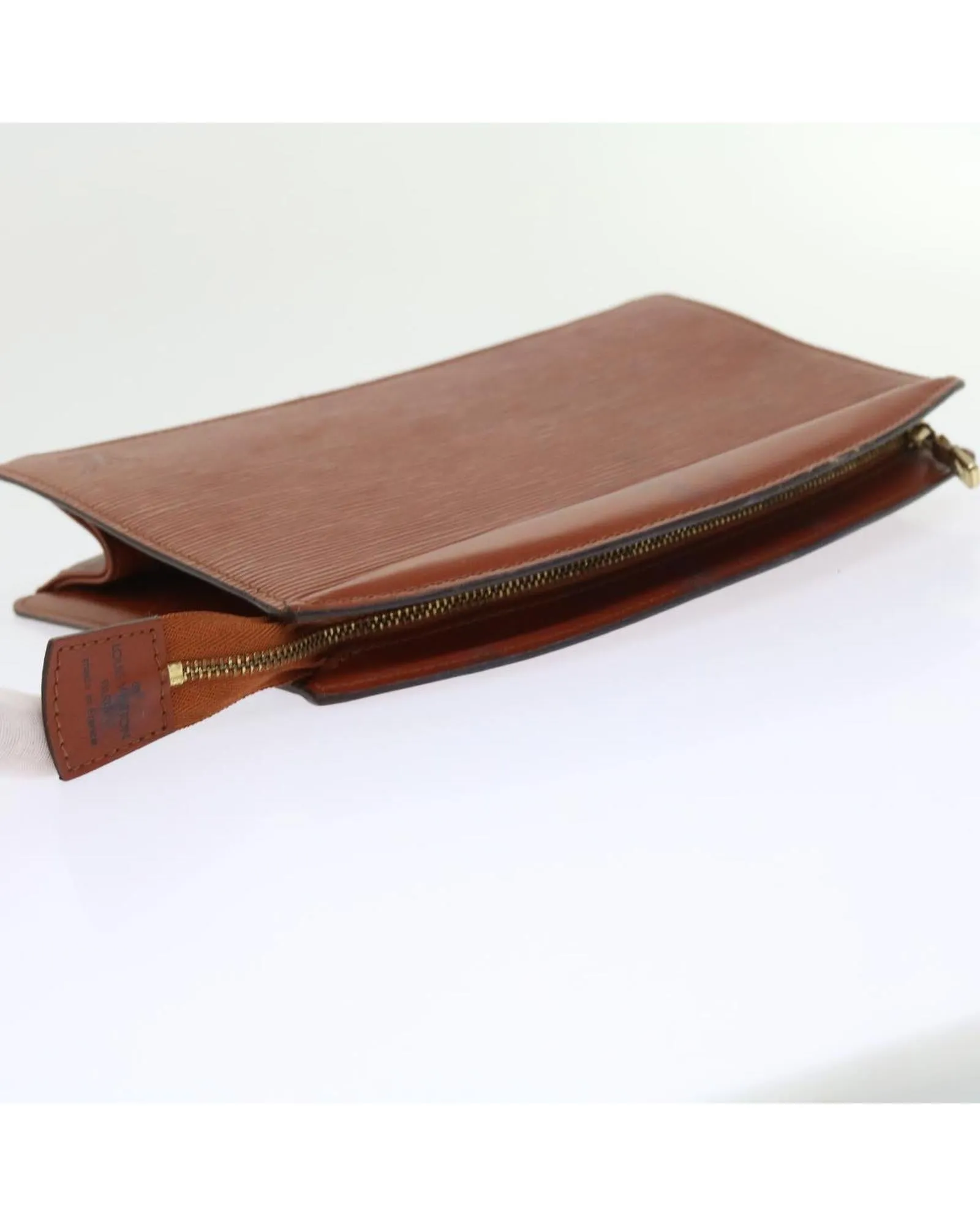 Brown Epi Leather Pouch with Surface Frubbing and Scratches
