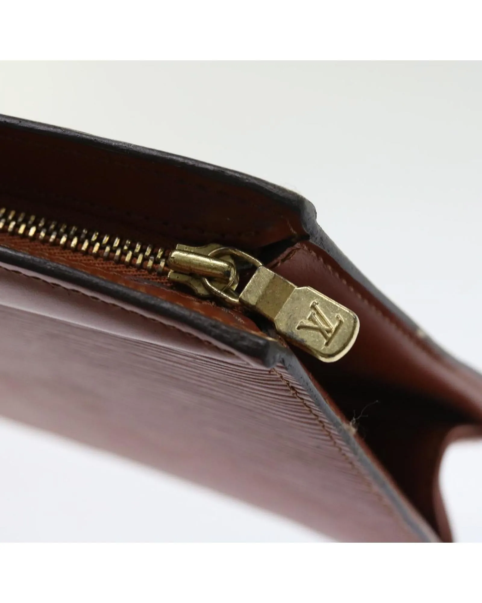 Brown Epi Leather Pouch with Surface Frubbing and Scratches