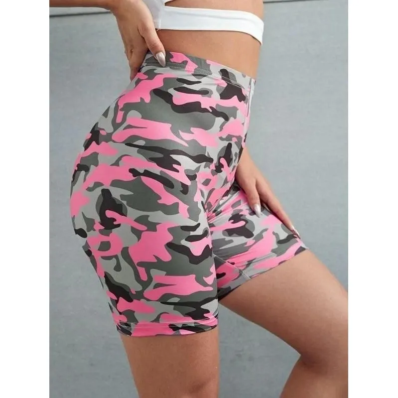 Camo High Waist Biker Shorts