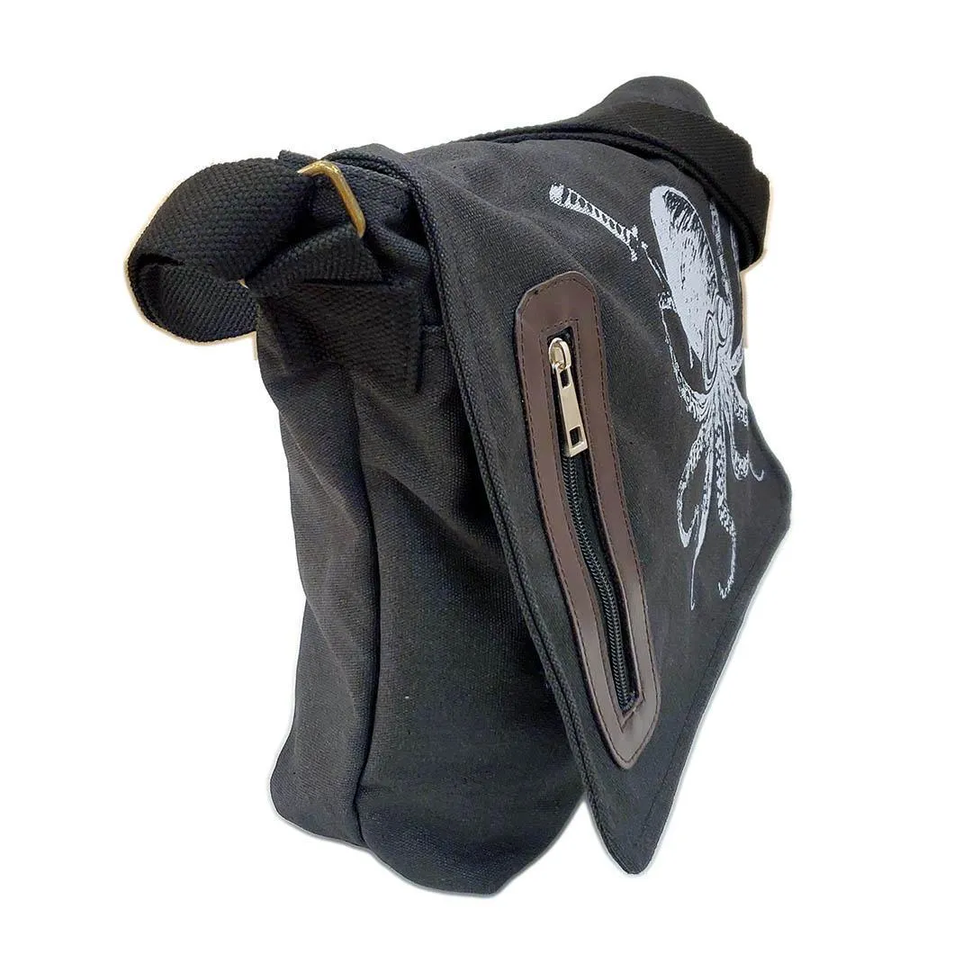 Laptop Bag - Large - Ninja Octopus White Ink on Black Bag by Namu