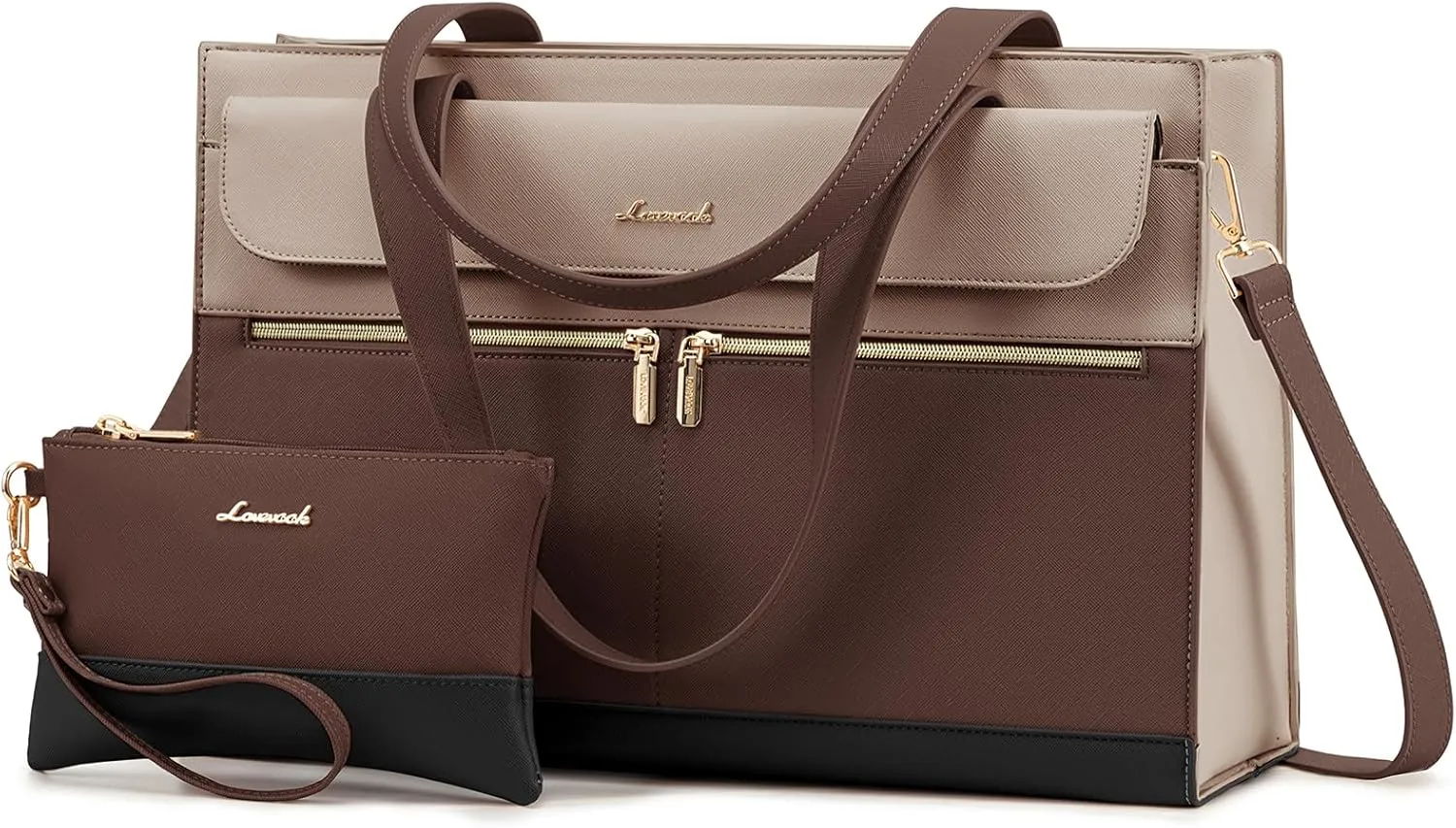 LOVEVOOK Laptop Tote Bag for Women 15.6 Inch Leather Computer Bags Waterproof Business Work Bag Briefcase Women Shoulder Bag