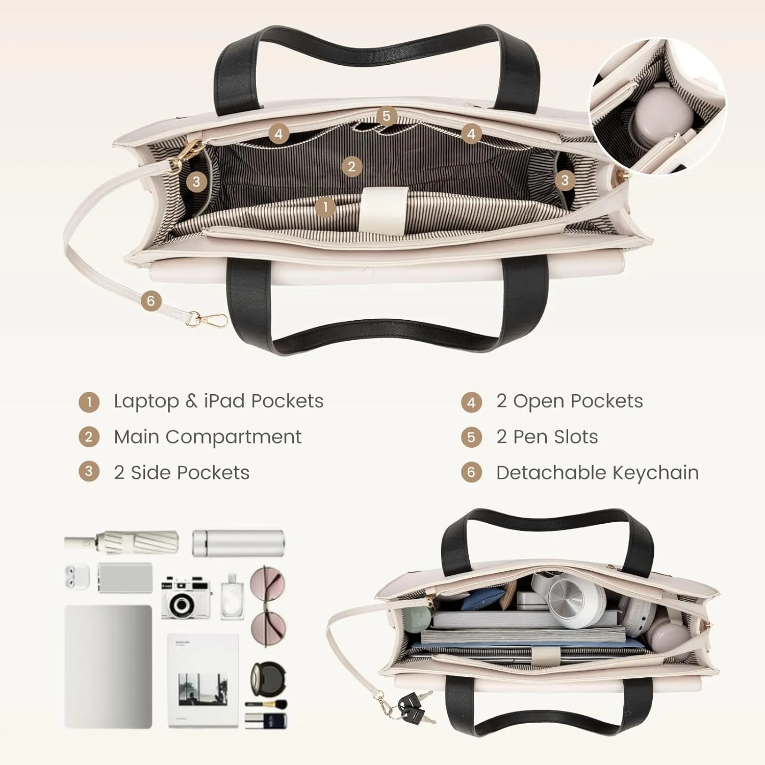 LOVEVOOK Laptop Tote Bag for Women 15.6 Inch Leather Computer Bags Waterproof Business Work Bag Briefcase Women Shoulder Bag