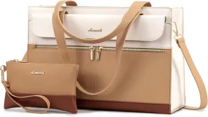 LOVEVOOK Laptop Tote Bag for Women 15.6 Inch Leather Computer Bags Waterproof Business Work Bag Briefcase Women Shoulder Bag