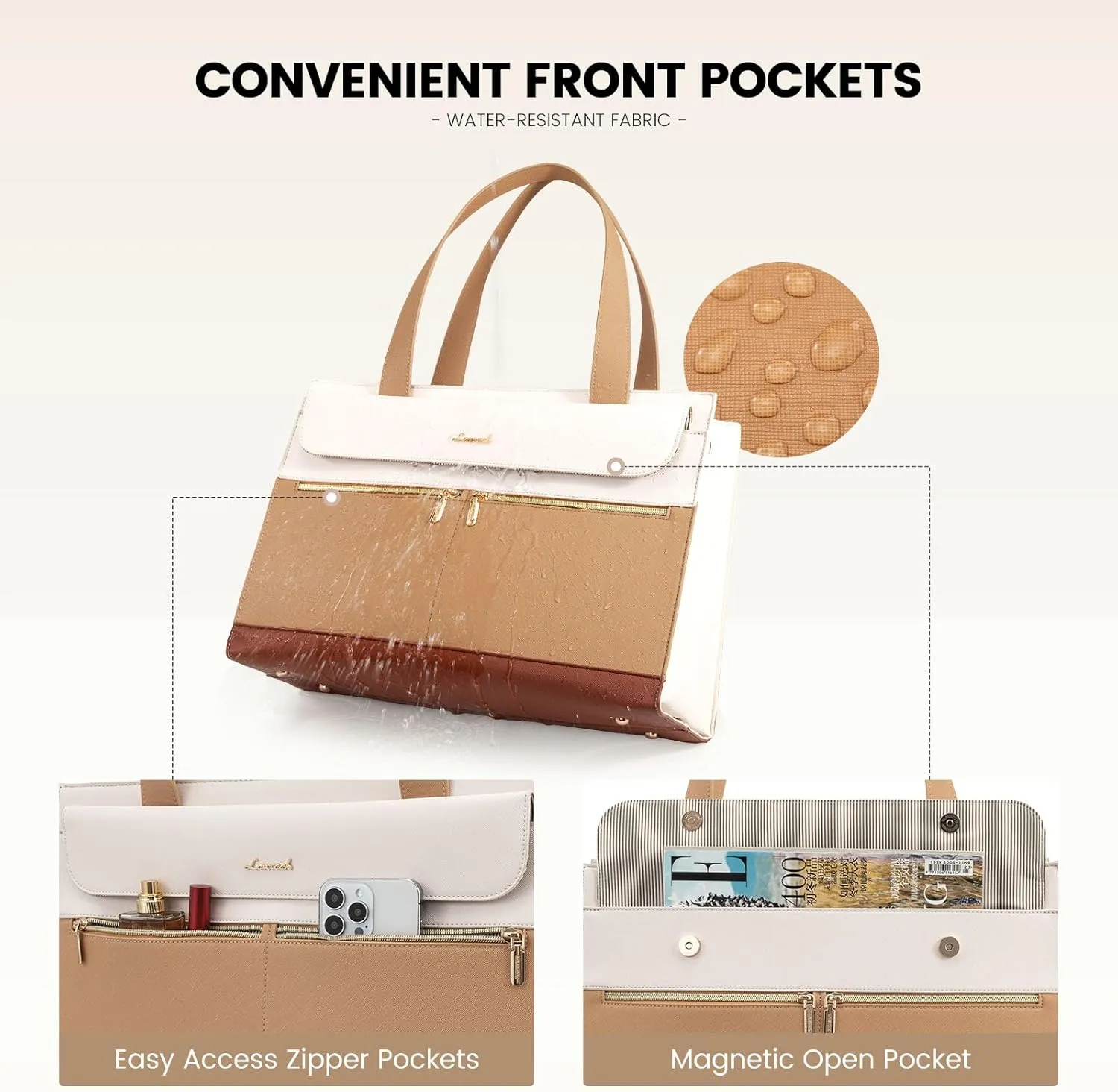 LOVEVOOK Laptop Tote Bag for Women 15.6 Inch Leather Computer Bags Waterproof Business Work Bag Briefcase Women Shoulder Bag