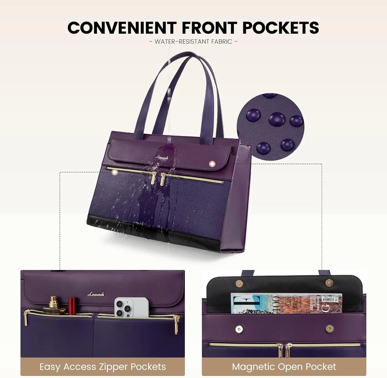 LOVEVOOK Laptop Tote Bag for Women 15.6 Inch Leather Computer Bags Waterproof Business Work Bag Briefcase Women Shoulder Bag