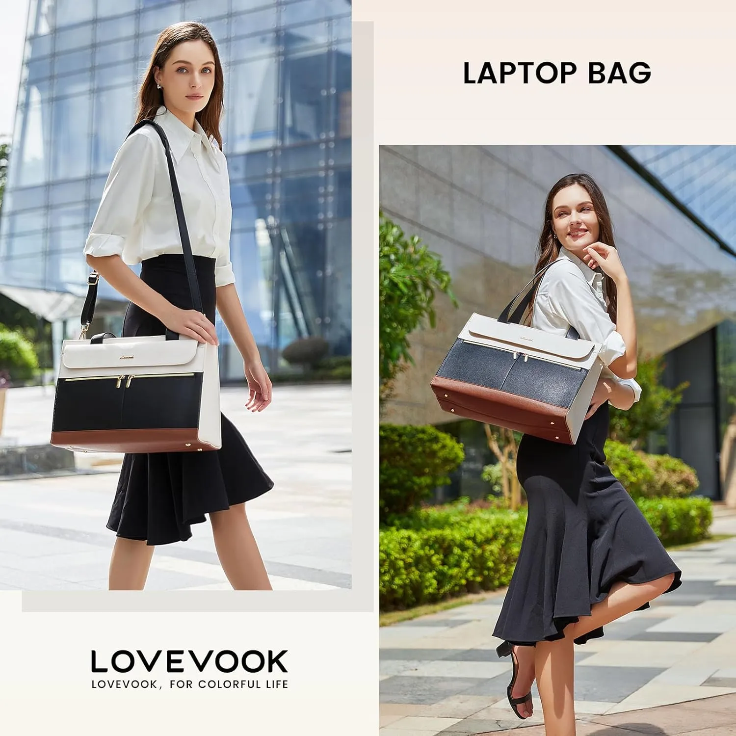 LOVEVOOK Laptop Tote Bag for Women 15.6 Inch Leather Computer Bags Waterproof Business Work Bag Briefcase Women Shoulder Bag