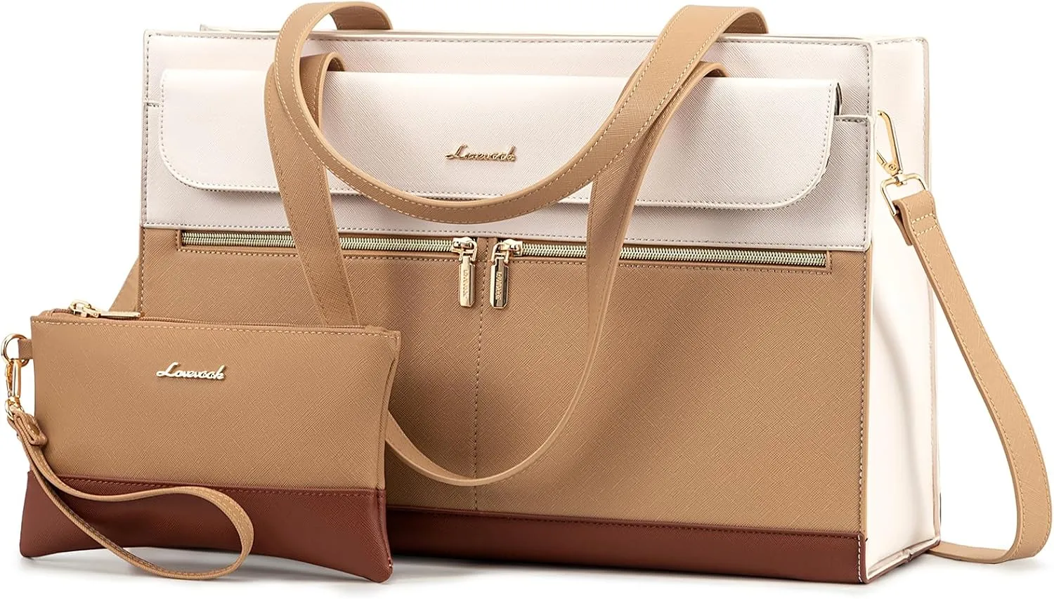 LOVEVOOK Laptop Tote Bag for Women 15.6 Inch Leather Computer Bags Waterproof Business Work Bag Briefcase Women Shoulder Bag
