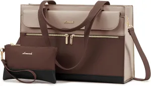 LOVEVOOK Laptop Tote Bag for Women 15.6 Inch Leather Computer Bags Waterproof Business Work Bag Briefcase Women Shoulder Bag
