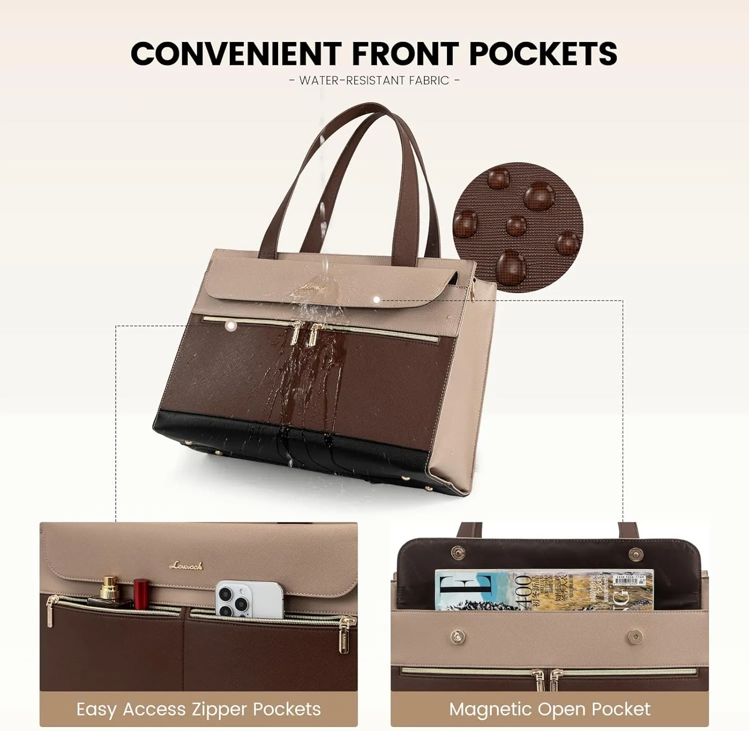 LOVEVOOK Laptop Tote Bag for Women 15.6 Inch Leather Computer Bags Waterproof Business Work Bag Briefcase Women Shoulder Bag