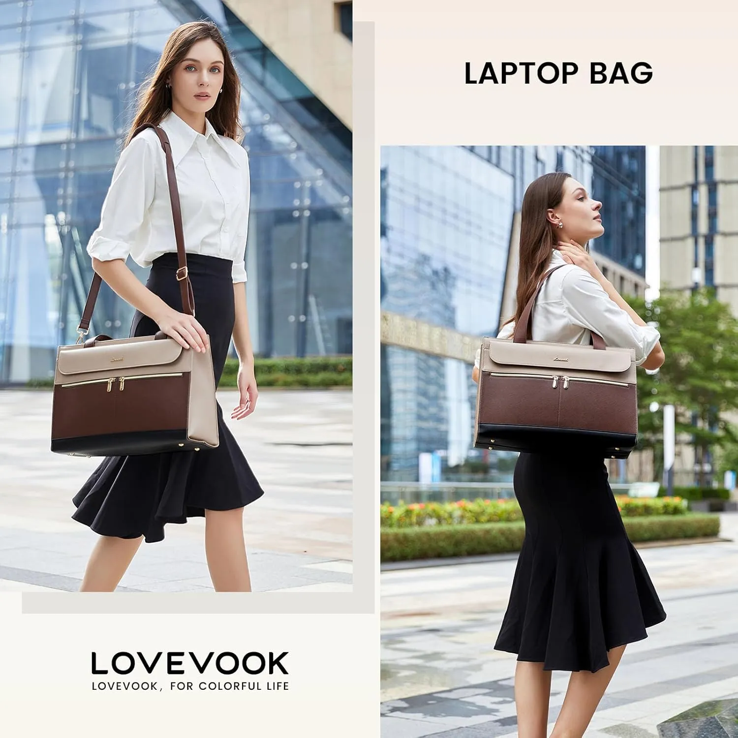 LOVEVOOK Laptop Tote Bag for Women 15.6 Inch Leather Computer Bags Waterproof Business Work Bag Briefcase Women Shoulder Bag