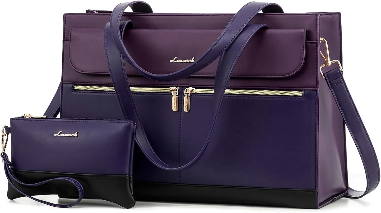 LOVEVOOK Laptop Tote Bag for Women 15.6 Inch Leather Computer Bags Waterproof Business Work Bag Briefcase Women Shoulder Bag