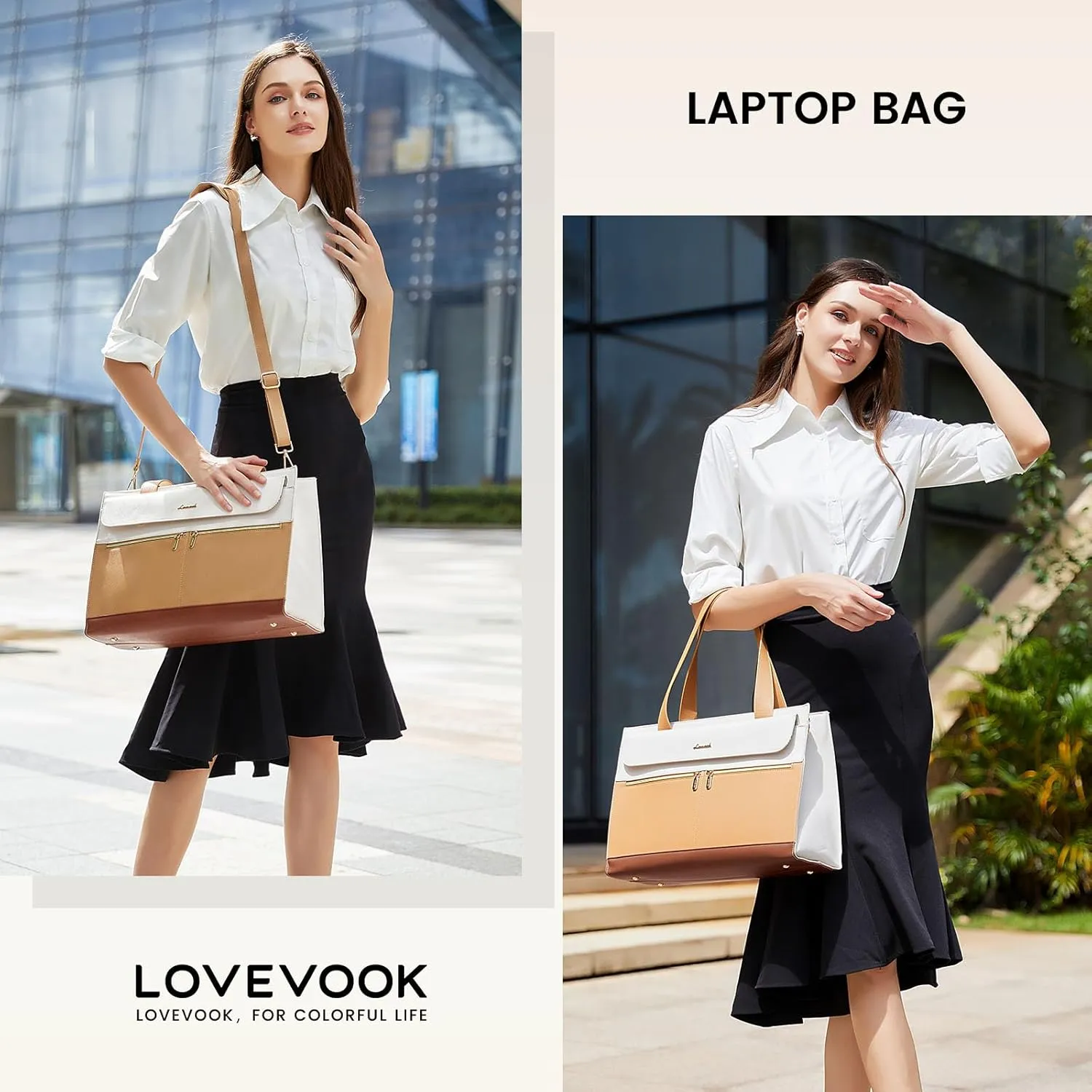 LOVEVOOK Laptop Tote Bag for Women 15.6 Inch Leather Computer Bags Waterproof Business Work Bag Briefcase Women Shoulder Bag