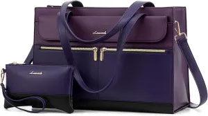 LOVEVOOK Laptop Tote Bag for Women 15.6 Inch Leather Computer Bags Waterproof Business Work Bag Briefcase Women Shoulder Bag