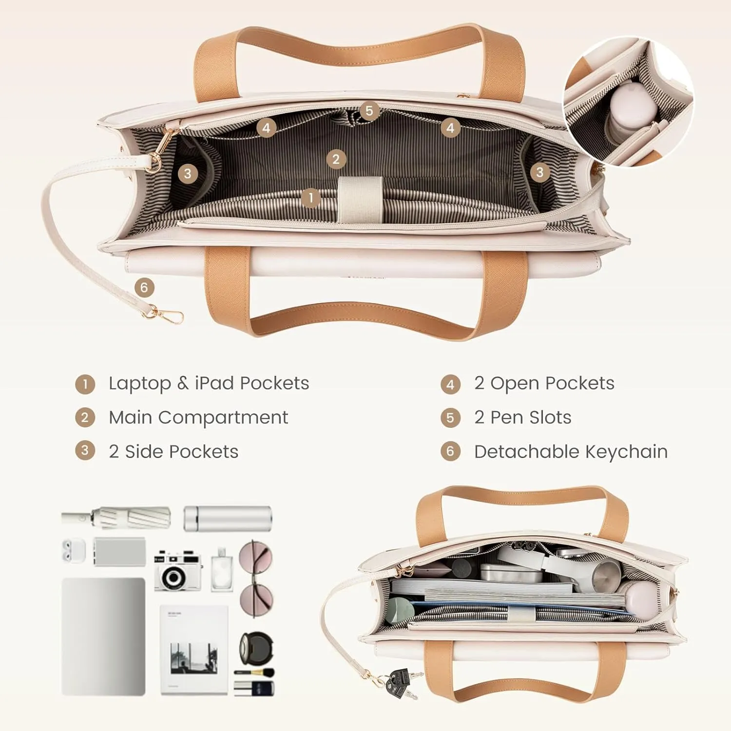 LOVEVOOK Laptop Tote Bag for Women 15.6 Inch Leather Computer Bags Waterproof Business Work Bag Briefcase Women Shoulder Bag