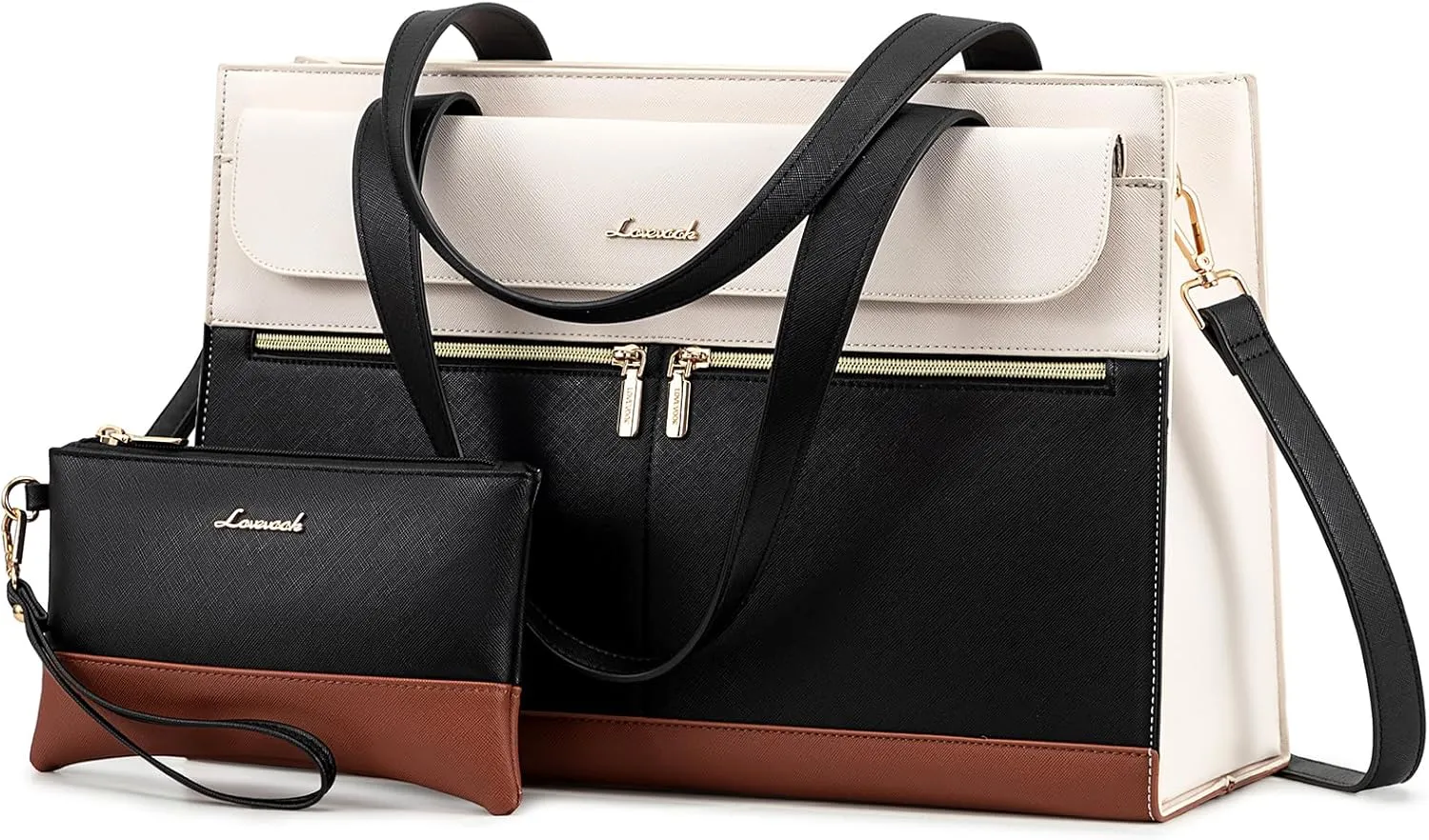 LOVEVOOK Laptop Tote Bag for Women 15.6 Inch Leather Computer Bags Waterproof Business Work Bag Briefcase Women Shoulder Bag