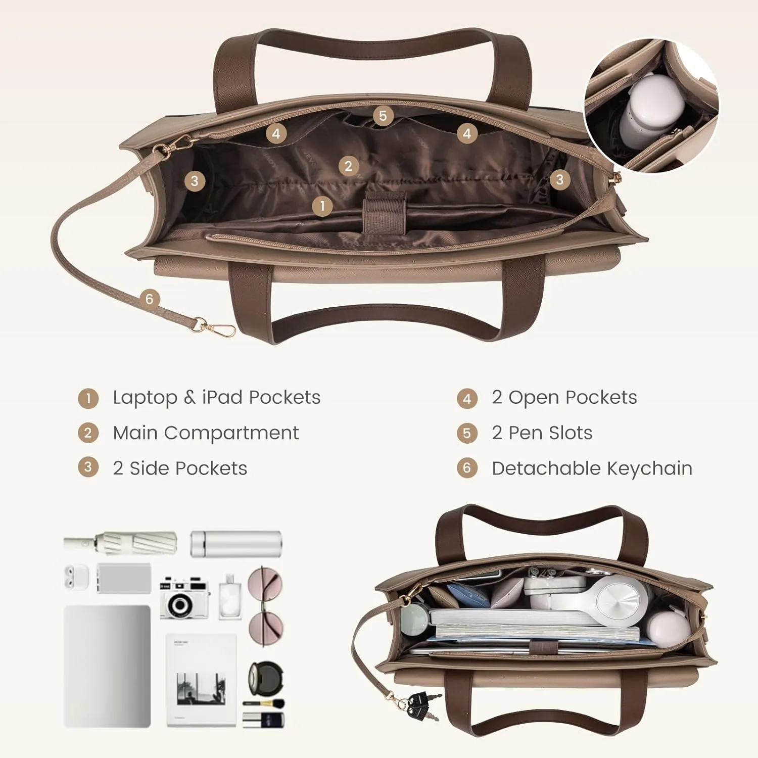 LOVEVOOK Laptop Tote Bag for Women 15.6 Inch Leather Computer Bags Waterproof Business Work Bag Briefcase Women Shoulder Bag