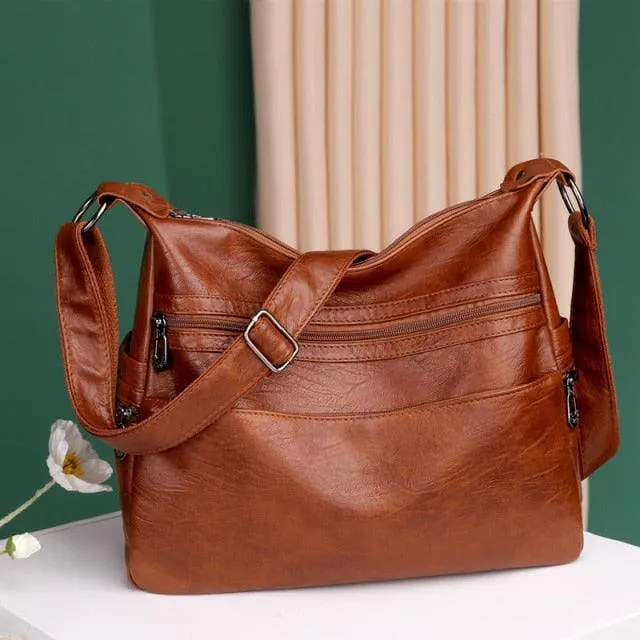 Luxury Pu Leather Messenger Bag Women Large Hand Bag Soft Casual Hobo bag  Crossbody Shoulder Bags