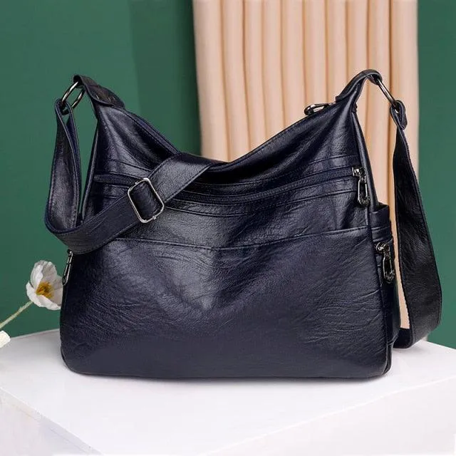 Luxury Pu Leather Messenger Bag Women Large Hand Bag Soft Casual Hobo bag  Crossbody Shoulder Bags
