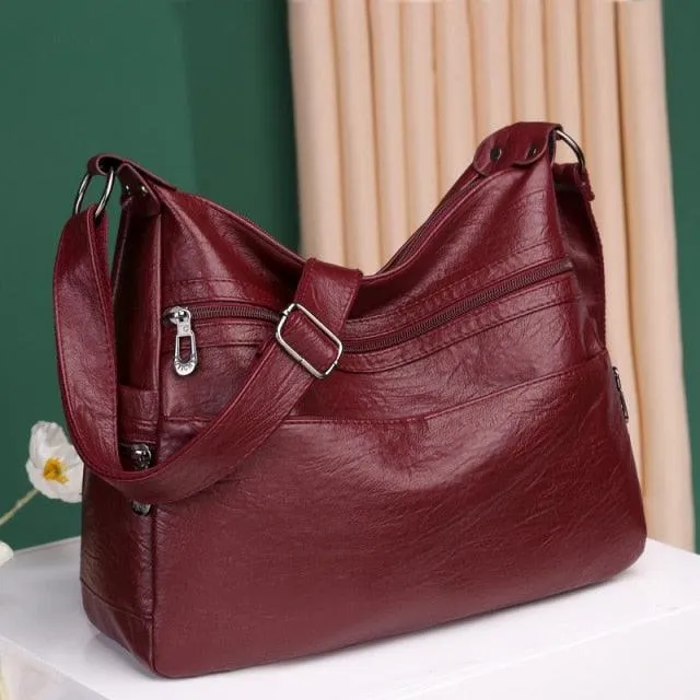 Luxury Pu Leather Messenger Bag Women Large Hand Bag Soft Casual Hobo bag  Crossbody Shoulder Bags