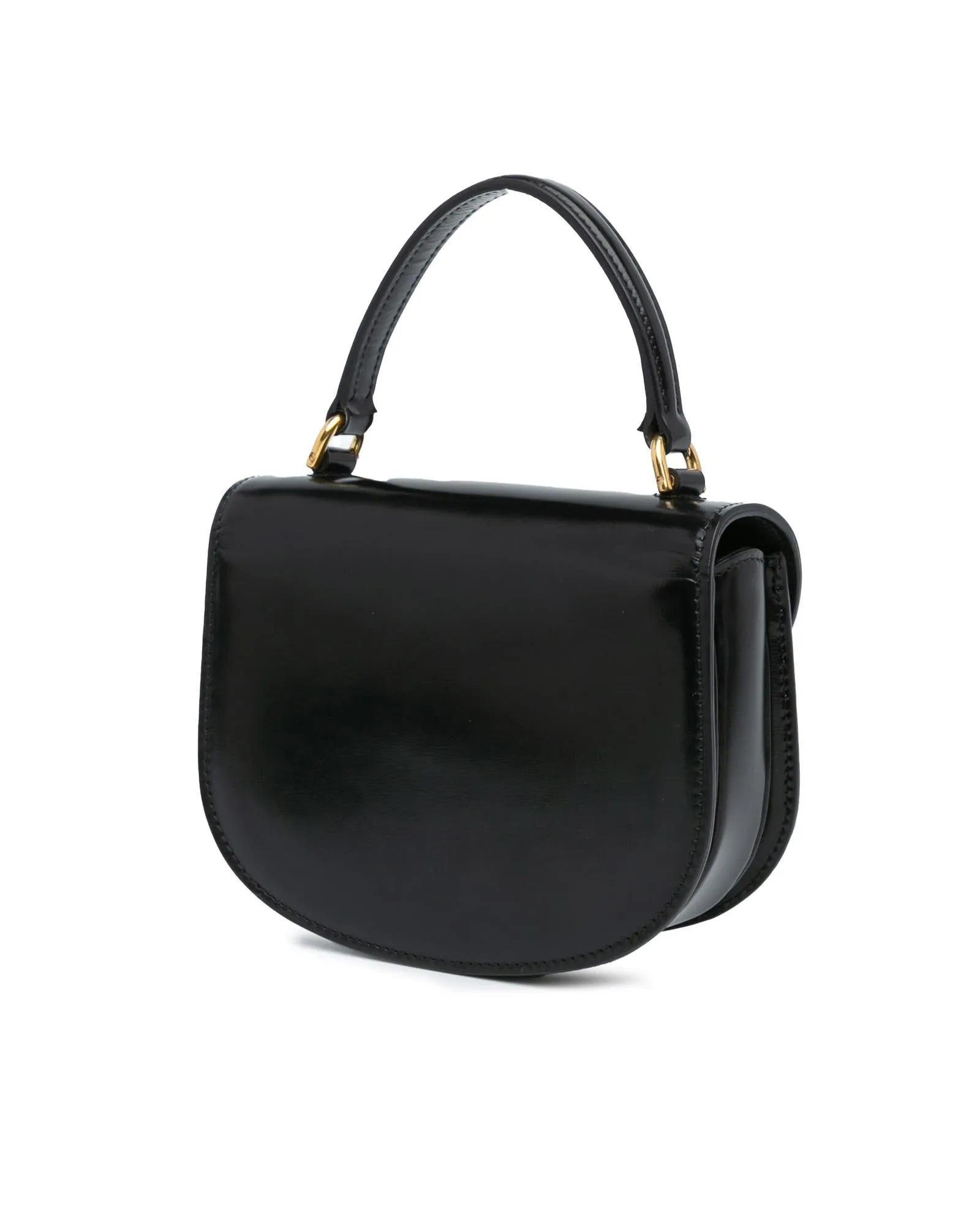 Mini Shiny Leather Besace Clea Satchel with Detachable Strap