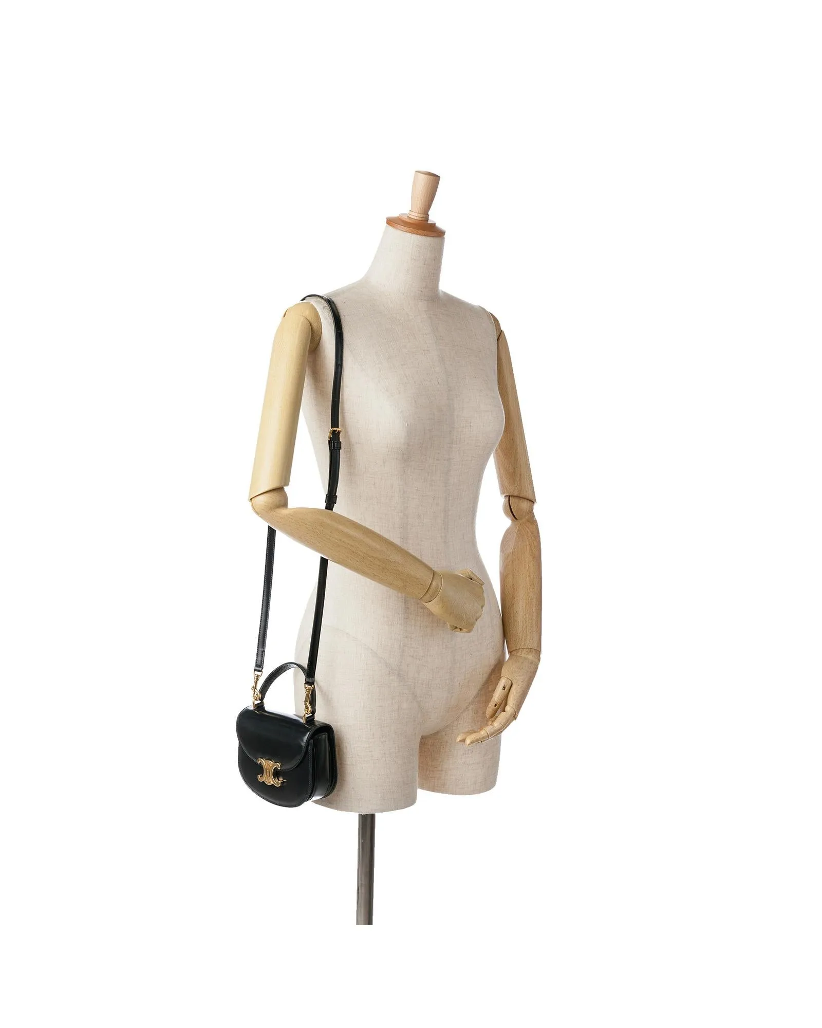 Mini Shiny Leather Besace Clea Satchel with Detachable Strap