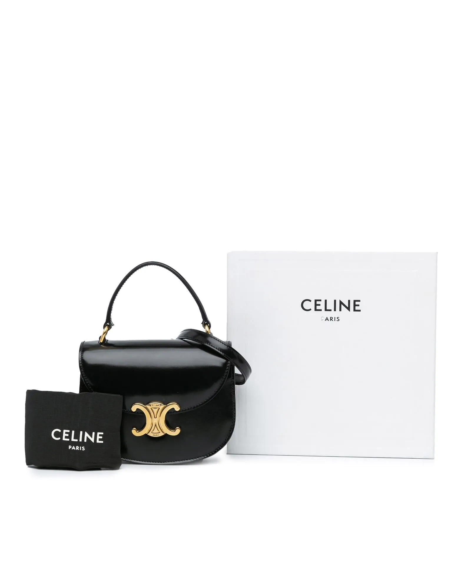 Mini Shiny Leather Besace Clea Satchel with Detachable Strap